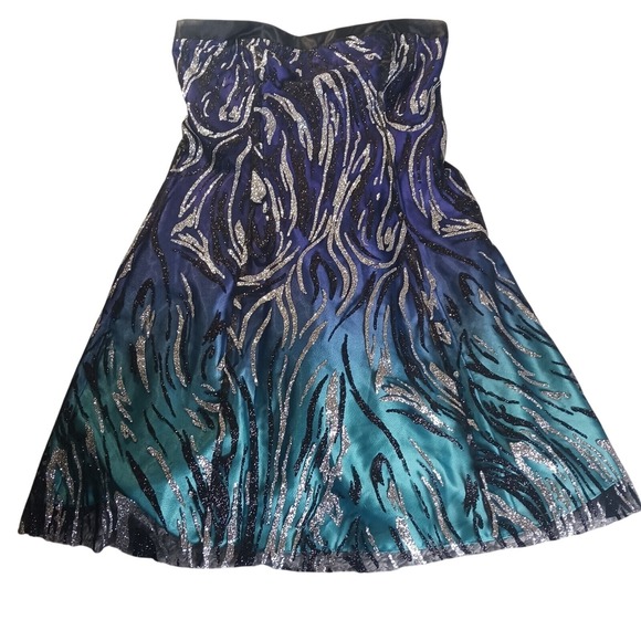 David's Bridal Dresses & Skirts - David's Bridal Strapless Ombre Party Dress Size 8 – Style 14085D Glitter Swirl